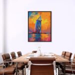 Art Decor Framed Canvas Abstract Painting Print of Dubai Burj Al Arab - Colorful Pop Wall Art Sunset Print for Office, Living Room, Bedroom - 30x40cm Gift - Image 3