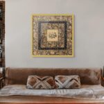 Art Decor Framed Islamic Wall Art of Alhamdulilah Fine Art Arabic Calligraphy Wall Décor for Living Room Bedroom Dining Room Office Gifting 100x100cm - Image 3