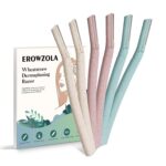 Dermaplane Razor for Women, 6 pcs Eyebrow Razors for Women face, Eyebrow Trimmer with Protective Silicone Cover, Facial Hair Removal Shaver, Wheat Straw Dermaplaning and Skin Care Tool