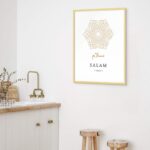 Art Decor Framed Modern Islamic Wall Art - SALAM (Peace) Mandala Minimal Art Fine Art Arabic Calligraphy Wall Décor for Living Room Bedroom Dining Room Office Gifting 75x100cm - Image 3
