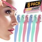 6 Pack Eyebrow Razor for Women & Men Face Precision [Japanese Blades] Shaper Trimmer with Cover Short Head & Gel Handle for Shaping, Disposable Men Facial Hair Remover & Shaving Tool Peach Fuzz
