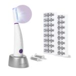 Michael Todd Beauty Sonicsmooth Pro+ Dermaplane Razor for Women Face + Eyebrow trimmer Dermaplaning System w/LED Light Peach Fuzz Remover -16 Dermaplaning Blades & 2 Microsmooth Exfoliation Tips