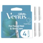Gillette Venus Facial Razor Refills, Dermaplaning Exfoliating Replacement Blades, 4-Count