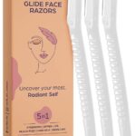 Glide Face Razor for painfree Facial Hair Removal (3 Units) - Upper Lips, Chin, Peach Fuzz - Stainless Steel Blade, Comfortable, Firm Grip