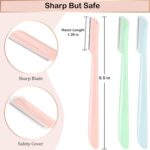 12 Pieces Eyebrow Razor, Dermaplane Razor with Blade Cover Face Razors for Women, Dermaplaning Tool for Face Peach Fuzz Face Shaver for Women and Men, Safe and Newbie Friendly - Image 3