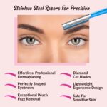 Facial Razor Hair Removal - Dermaplaning Tool Peach Fuzz Remover Trimmer Women Remove Fine Hair Blue Eyebrow Razors Dermaplane Face Shavers Exfoliating Sensitive Skin Travel Essential - Image 5
