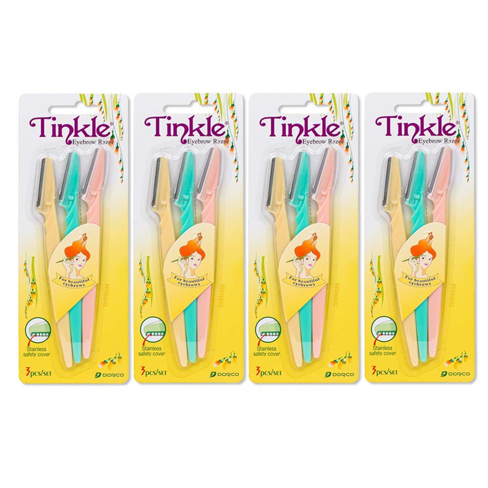 61KnNDSjC1L._SL1000_.jpg Tinkle Dermaplaning Tool 12ct, Dermaplane Razor for Women, Safe and Easy Peach Fuzz Remover, Eyebrow Trimmer with Protective Cover (4 Packs of 3), Stocking Stuffers - Image 1