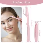 15 Pcs Dermaplane Razor Folding Eyebrow Razors for Women Face Fuzz Remover Facial Hair Removal for Women and Men Travel Dermaplaning Beauty Tool - Green White Pink - Image 2