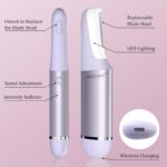 Dermaplane Razor for Women Face, Dermaplaning Tool for Face, Sonic Exfoliation & Peach Fuzz-Hair Removal System with 10 Dermaplaning Blades, Twilight Purple - Image 6