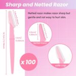 100 Pcs Eyebrow Razor and Face Razor for Women and Men, Safe and Beginner-Friendly Dermaplaning Tool with Protective Cover - Image 2