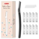 Dermaplane Razor for Women face, Dermaplaning Tool for Face, Facial Razors for Women & Men with 10 Replaceable Blades, Black