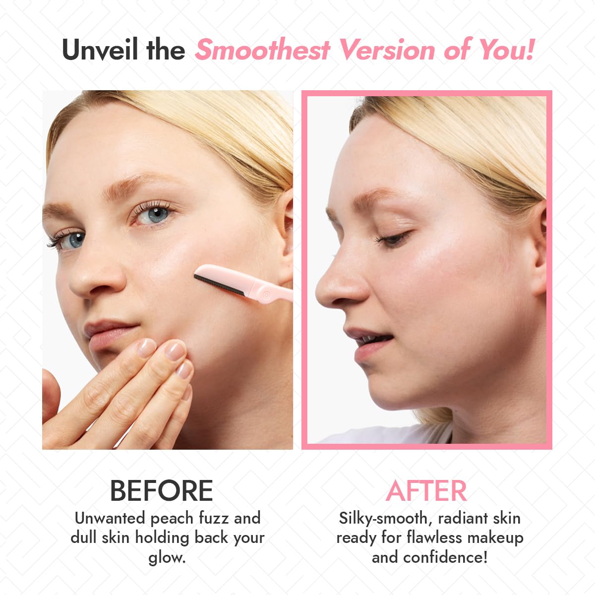 61UrJ-kKrwL._SL1200_.jpg Dermaplaning Tool - Foldable Facial Razor for Women and Men, (3ct) | Womens Facial Peach Fuzz Remover & Eyebrow Trimmer, Dermaplaning Razor, Face Razors for Women, 3 pc (Pink) - Image 1