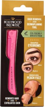 Hollywood Browzer Dermaplaning Tool for Face, Eyebrow Shaping, Removing Unwanted Hair, Exfoliating Tool for Women - Pink Sapphire