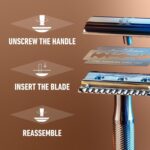 King C. Gillette Safety Razor with Chrome Plated Handle and 5 Platinum Coated Double Edge Safety Razor Blade Refills, Holiday Gifts for Men - Image 5
