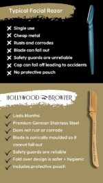 Hollywood Browzer Hair Removal and Dermaplaner Duo - Peach Fuzz and Eyebrow Razor for Women - Eyebrow Grooming Kit - Gold - 2 pc - Image 4