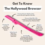 Hollywood Browzer Dermaplaning Tool for Face, Eyebrow Shaping, Removing Unwanted Hair, Exfoliating Tool for Women - Pink Sapphire - Image 2