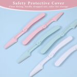 15 Pcs Dermaplane Razor Folding Eyebrow Razors for Women Face Fuzz Remover Facial Hair Removal for Women and Men Travel Dermaplaning Beauty Tool - Green White Pink - Image 5
