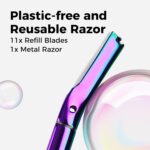 ZOMCHI Dermaplane Razor for Women Face, Premium Facial Razor & Eyebrow Razor, Dermaplaning Tool with Metal Handle, Removes Peach Fuzz, Exfoliates Skin, 11 Blades (Rainbow) - Image 4