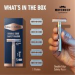 King C. Gillette Safety Razor with Chrome Plated Handle and 5 Platinum Coated Double Edge Safety Razor Blade Refills, Holiday Gifts for Men - Image 2