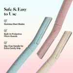 Dermaplane Razor for Women, 6 pcs Eyebrow Razors for Women face, Eyebrow Trimmer with Protective Silicone Cover, Facial Hair Removal Shaver, Wheat Straw Dermaplaning and Skin Care Tool - Image 2