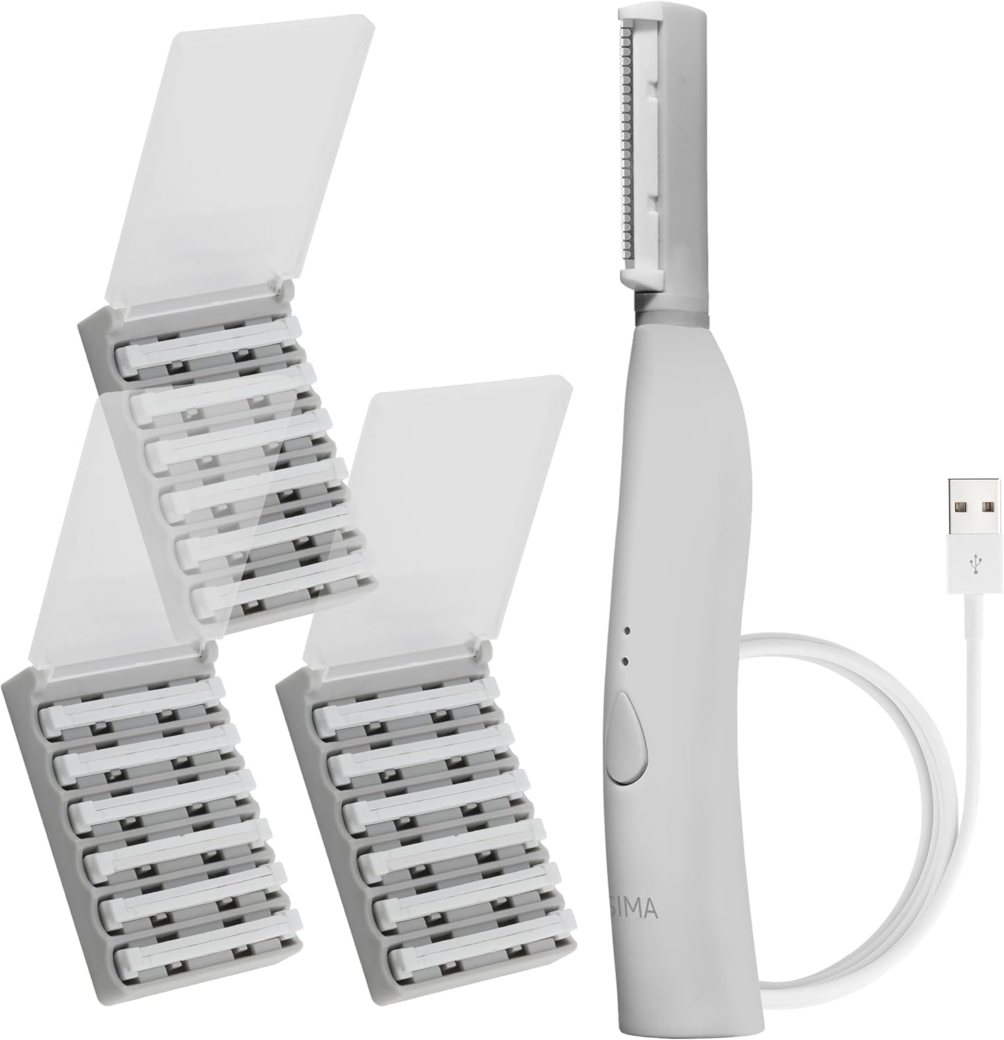 7179vuHRP4L._AC_SL1500_.jpg SPA SCIENCES - SIMA Patented Dermaplane Razor for Women Face – Painless 2-in-1 Facial Exfoliation & Peach Fuzz Hair Removal – Anti-Aging – 3 Speeds – Rechargeable – 19 Weeks Treatment - Image 1