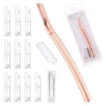 Eyebrow Razor for Women with 12 Refill Blades, Face Razors for Women Dermaplaning, Face Dermaplaning Tool with Dust Cover, for Eyebrows, Facial Hair, Peach Fuzz And Dead Skin Cells