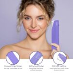 PELCAS Electric Dermaplaning Tool for Women Face with LED Light 3 Speeds Mini Dermaplaning Razor with 6 Blades, 2 in 1 Facial Peach Fuzz Hair & Exfoliation Removal System At Home BV18-712 Light Purple - Image 5