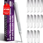 MyMed #14R Blades Dermaplaning Scalpels with Dermaplane Handle - Pack of 15 Dermaplane Razor for Women Face + Dermaplane Handle #3, Dermaplaning Tool for Face