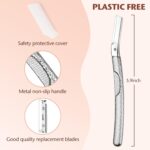 Dermaplaning Tool for Face, Eyebrow Razor, Eyebrow Shaping, Eyebrow Hair Trimmer and Shaver with Protective Cover, Facial Hair Remover for Women, Hair Removal and Exfoliation (Silver) - Image 2