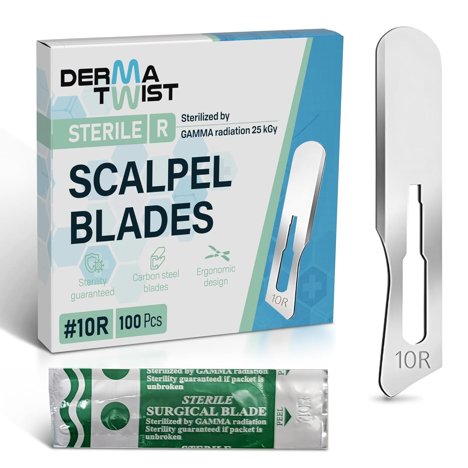 71E5e4HMbPL._SL1500_.jpg DermaTwist 10R Blades Dermaplaning 100-Pack Sterile Dermaplaning Razors for Women Face â 10R Dermaplane Blades for face - Image 1