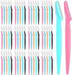 100 Pcs Eyebrow and Face Razors for Women and Men, Multi-Color Facial Shavers with Protective Covers, Safe for Beginners