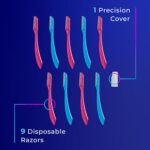 Schick Hydro Silk Touch-Up Dermaplaning Tool with Precision Eyebrow Cover, 9ct | Dermaplane Razor, Face Razors for Women, Peach Fuzz Remover | Beauty Stocking Stuffer - Image 8