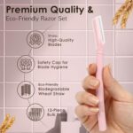 TADA Natural Beauty Biodegradable Dermaplaning Tool 12pk, Face Eyebrow Face Razors, Face Shaver & Exfoliating (Pink) - Image 4