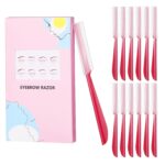 12 PCS Eyebrow Razor, Face Razors for Women and Men, Grooming Exfoliating Dermaplaning Tool for Face, Women Facial Hair Remover with Cover, Multipurpose Eyebrow Trimmer Shaper (red)