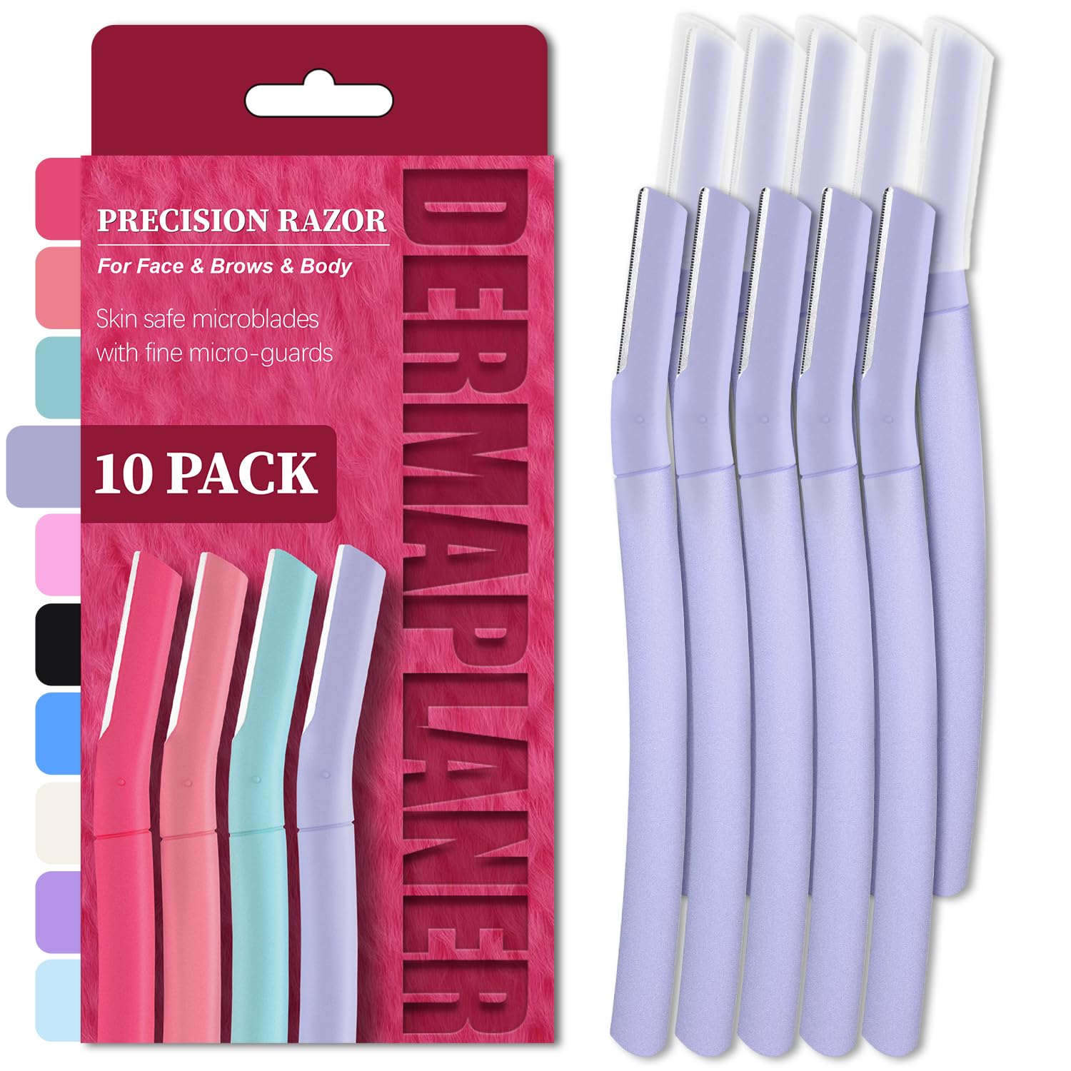 71NLgoS1biL._SL1500_.jpg Dermaplane Razor, Face Razors for Women, Dermaplaning Tool with Microblades for Face, Gentle Facial Exfoliation, Peach Fuzz Removal and Eyebrow Shaping, Skin Care Tool for Smoother Skin, Lilac - Image 1