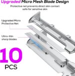 Dermaplane Razor for Women Face, Painless Sonic Dermaplane Tool with 10 Upgraded Micro Mesh Dermaplaning Blades, Women’s Facial Exfoliation & Peach Fuzz Hair Removal System (Off-White) - Image 4