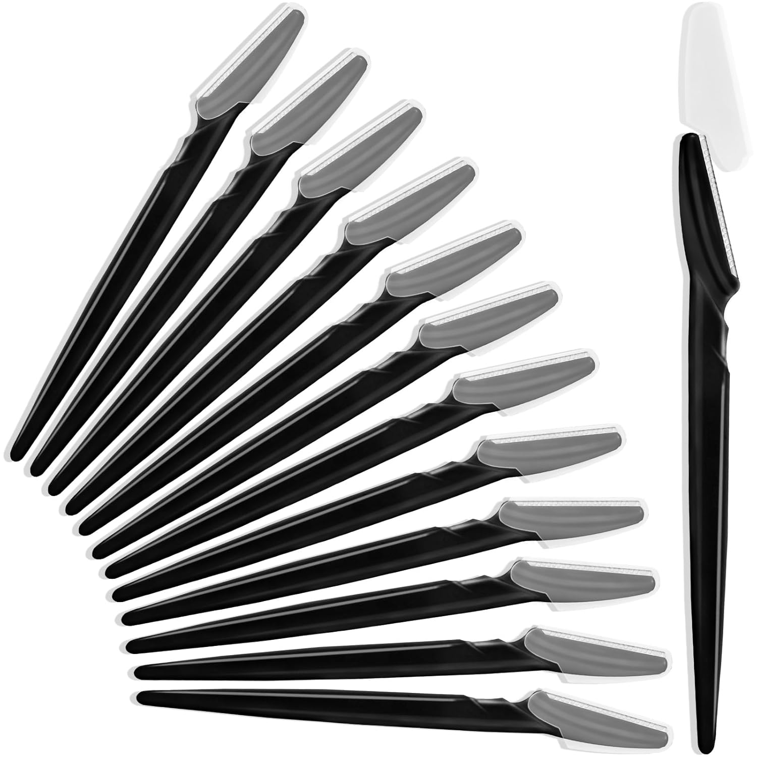 71WZNbJGZNL._SL1500_.jpg 12 Pcs Eyebrow Razors, Face Razors Multipurpose, Exfoliating Dermaplaning Tools, Eyebrow Trimmers Shaver with Safety Cover, Facial Hair Removal for Women Men Body Use (Black) - Image 1