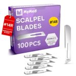 14R Blades Dermaplaning Razors Pack of 100 Blades 14, Size 14 Scalpel Blades, High Carbon Steel Dermablade Dermaplane Blades 14R Blade by Mymed (#14R)