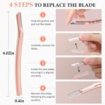 Eyebrow Razor for Women,Face Razors for Women Dermaplaning,Professional Dermaplane Tool with Protective Cap for Peach Fuzz (Rose Gold-10 Blades) - Image 4