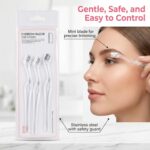 Face Razors for Women 3 Pack Precision Eyebrow Trimmer, Stainless Steel Micro Blade Eyebrow Shaver Tinkle Razors for Facial Dermaplaning, for Womens Face Shavers Mini Shaver Beauty Tools - Image 3