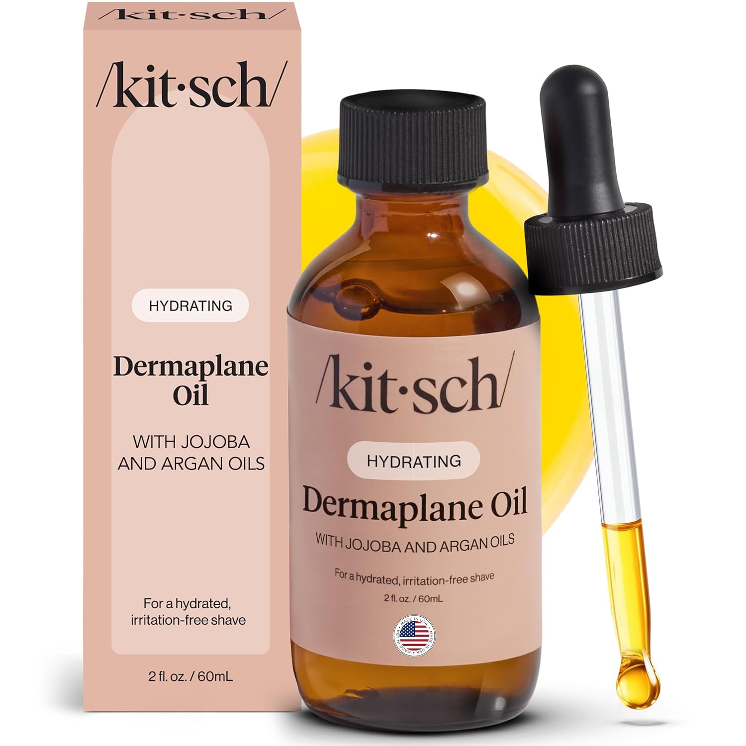 71jaiD092cL._SL1500_.jpg Kitsch Dermaplane Face Oil with Jojoba & Argan Oil – Hydrating Facial Formula for Dermaplaning Tool, Gua Sha & Razor Use – Irritation-Free Shave Oil for Soft, Radiant Skin – 2oz - Image 1