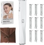 Dermaplane Razor for Women Face, Painless Sonic Dermaplane Tool with 10 Upgraded Micro Mesh Dermaplaning Blades, Women’s Facial Exfoliation & Peach Fuzz Hair Removal System (Off-White)