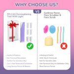 PELCAS Electric Dermaplaning Tool for Women Face with LED Light 3 Speeds Mini Dermaplaning Razor with 6 Blades, 2 in 1 Facial Peach Fuzz Hair & Exfoliation Removal System At Home BV18-712 Light Purple - Image 7