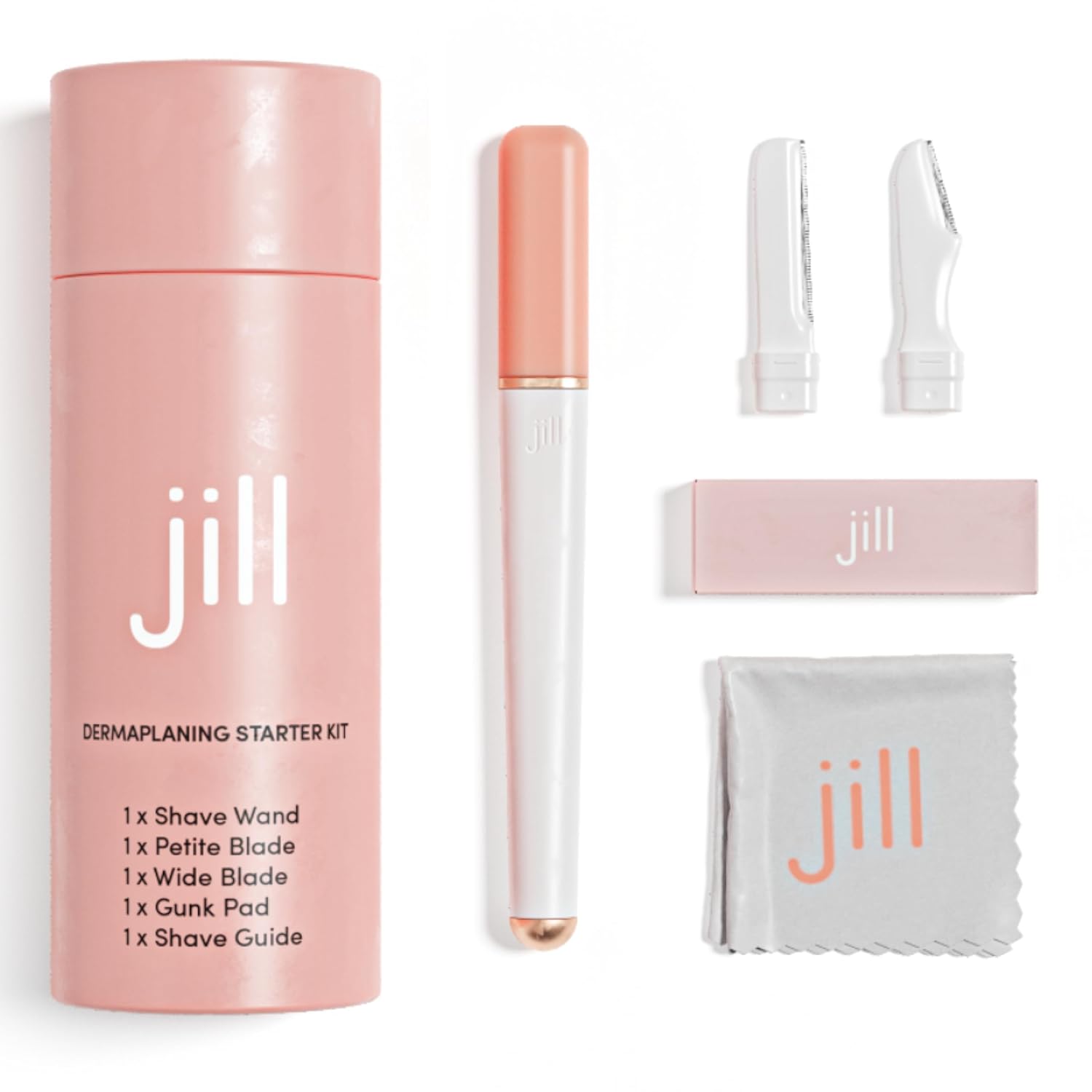 71r16-xhHL._SL1500_.jpg Jill V1 Dermaplane Razor Trial Kit – Beginner Facial Hair Removal & Exfoliation Set with V1 Shave Wand, 2 V1 Dermaplane Blades & Cleaning Cloth – Only Compatible with V1 Refill Blades - Image 1
