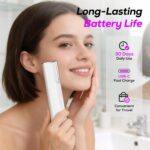 Dermaplane Razor for Women Face, Painless Sonic Dermaplane Tool with 10 Upgraded Micro Mesh Dermaplaning Blades, Women’s Facial Exfoliation & Peach Fuzz Hair Removal System (Off-White) - Image 7