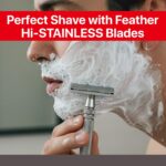 Feather - All Stainless Steel Double Edge Safety Razor AS-D2 - Luxurious Single Blade Razor for Men with Heavy Weight Handle - Built for Closer Shave - Includes 5 Hi-Stainless Blades - Made in Japan - Image 6