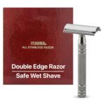 Feather - All Stainless Steel Double Edge Safety Razor AS-D2 - Luxurious Single Blade Razor for Men with Heavy Weight Handle - Built for Closer Shave - Includes 5 Hi-Stainless Blades - Made in Japan