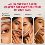 Sirona Blink & Glow Dermaplaning Razor for Women | Eyebrow Face Razor for Peach Fuzz & Precision Touch-Ups | Eyebrow & Facial Razor with Safety Cover - Pack of 3 - Image 4