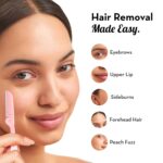 Plush Face and Eyebrow Razor for Women | For Painless and Instant Facial Hair Removal | Foldable & Reusable Pack of 3 | For Upperlips, Forehead, Sideburns Eyebrows etc with Stainless Steel Blade - Image 4