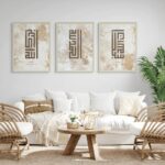 Art Decor Framed Fine Art Set of 3 Islamic Kufi Quarn Calligraphy Wall Art Modern Spiritual Religious Print Portrait Wall Décor for Home Bedroom Living Room Office Gifting 30x40cm - Image 2